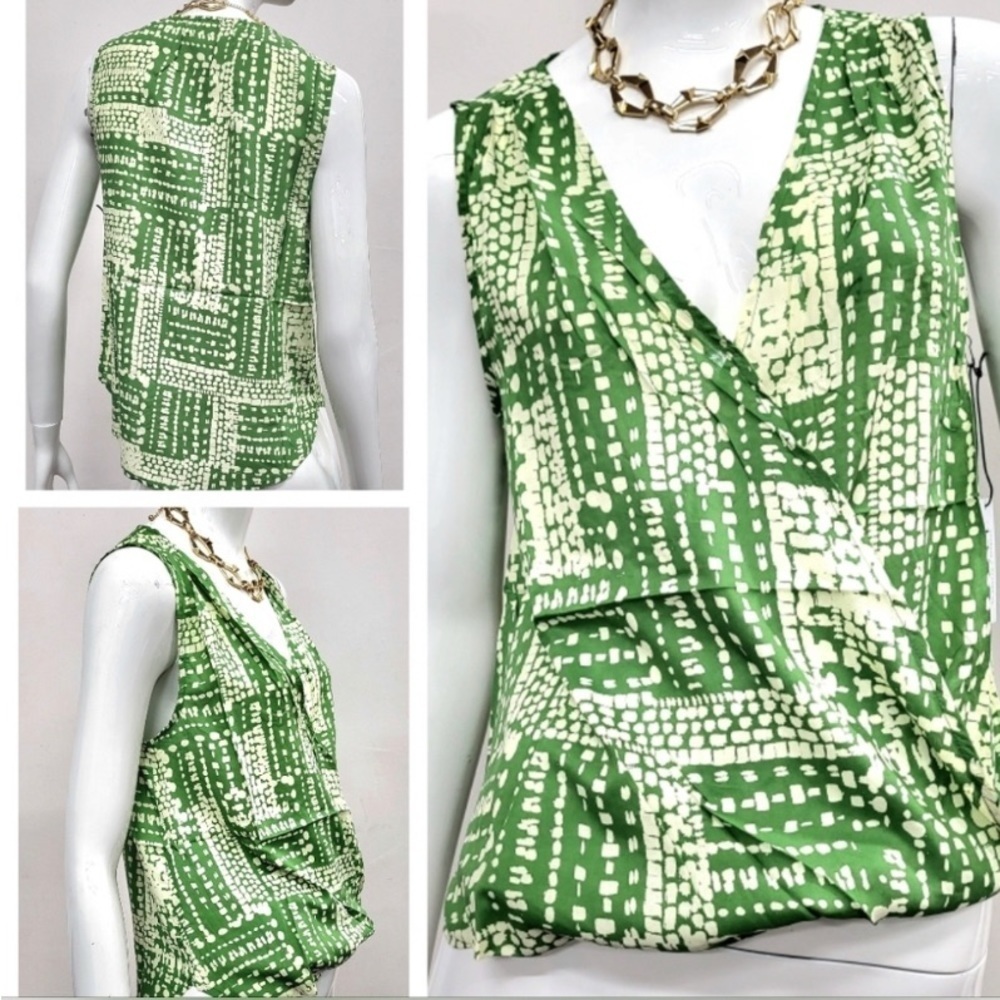 Velvet By Graham & Spencer Sleeveless Printed Faux Wrap Front  Blouse